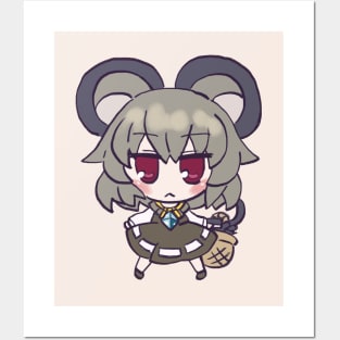 I draw chibi nazrin/nazurin with her mouse basket / touhou Posters and Art